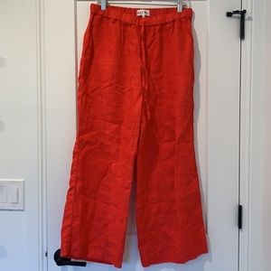 Alex Mill Pull On Linen Wide Leg Red Crop Pant